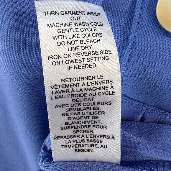 Studio 1886 Asymmetrical Top Womens S Blue Polka Dot Mesh Sleeves Button Modern - Picture 13 of 14